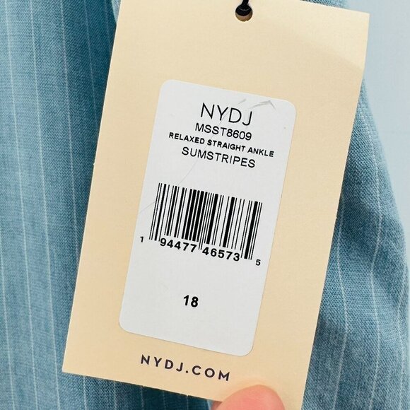 NYDJ Relaxed Straight Ankle Jeans Chambray Lightweight High Rise Stripe 18 Jeans - Picture 3 of 7
